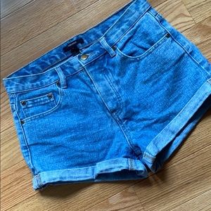 Blue denim shorts